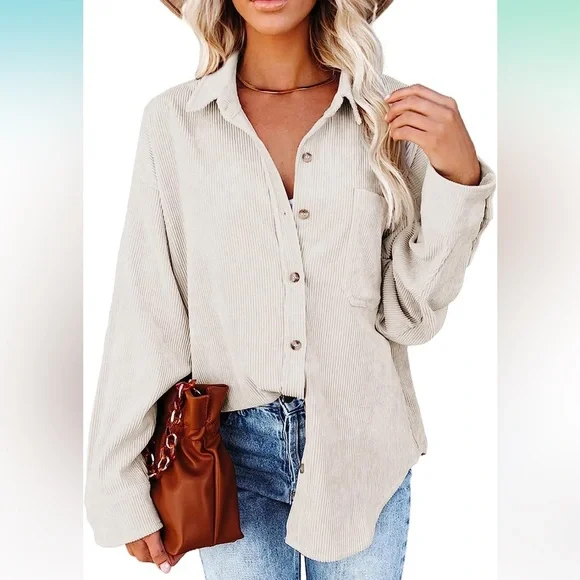 Corduroy Button Down Top - Picture 1 of 11